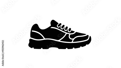 Vector illustration of black silhouette of a running shoe on a transparent background