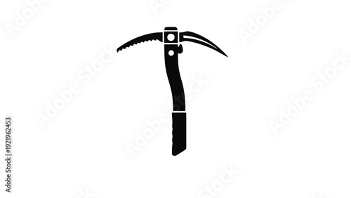 Vector illustration of black silhouette of a pickaxe on on a transparent background