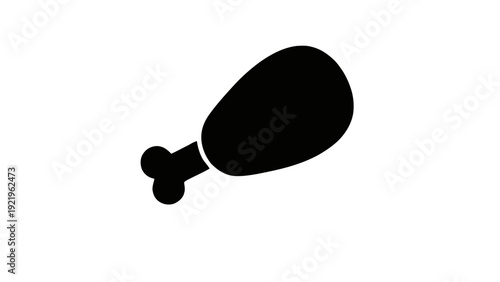 Vector illustration of black silhouette of a chicken leg on a transparent background