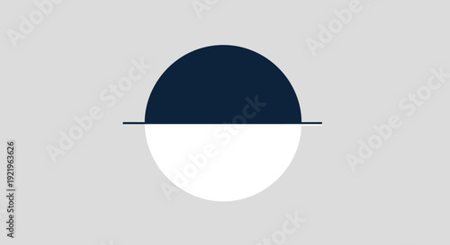 Abstract Minimalist Half Moon or Eclipse Symbol Representing Balance and Celestial Phenomena in Bright Studio
