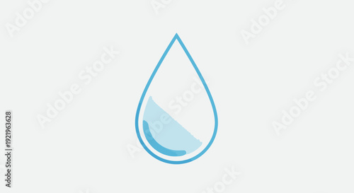 Clean Blue Water Droplet Icon Symbolizing Purity and Hydration on Isolated White Background