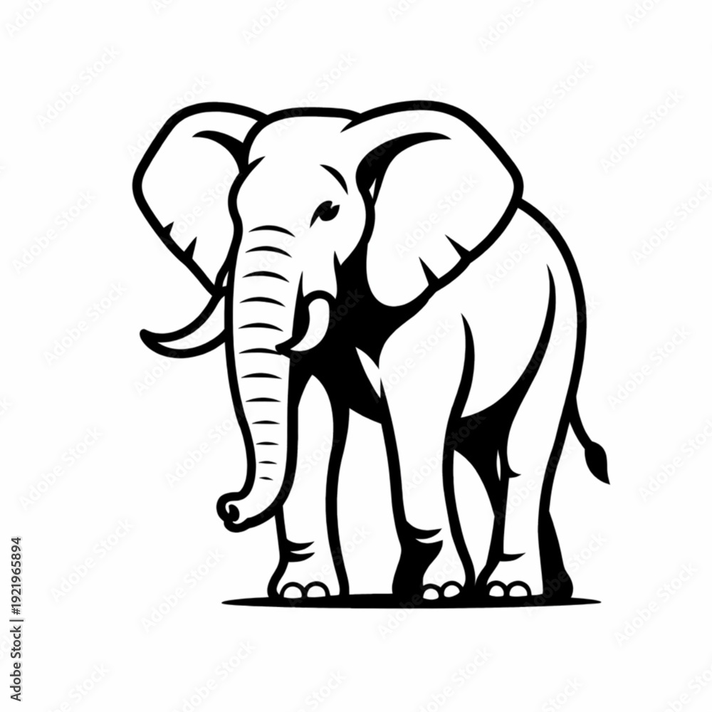 Obraz premium Elephant Standing Big Mammal Wildlife Nature Illustration