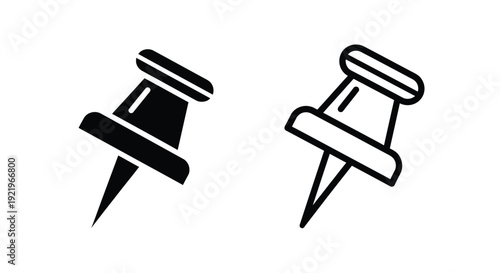 Two black push pins displayed against a white background silhouette