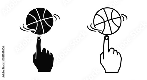 Two basketballs spun on fingers a striking black graphic silhouette