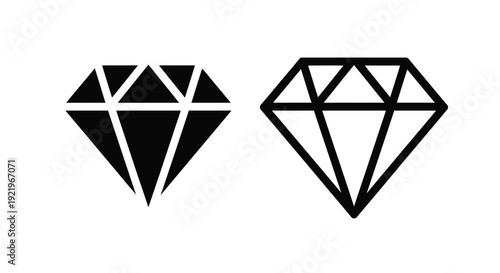 Two black diamond shapes presented side by side a bold silhouette