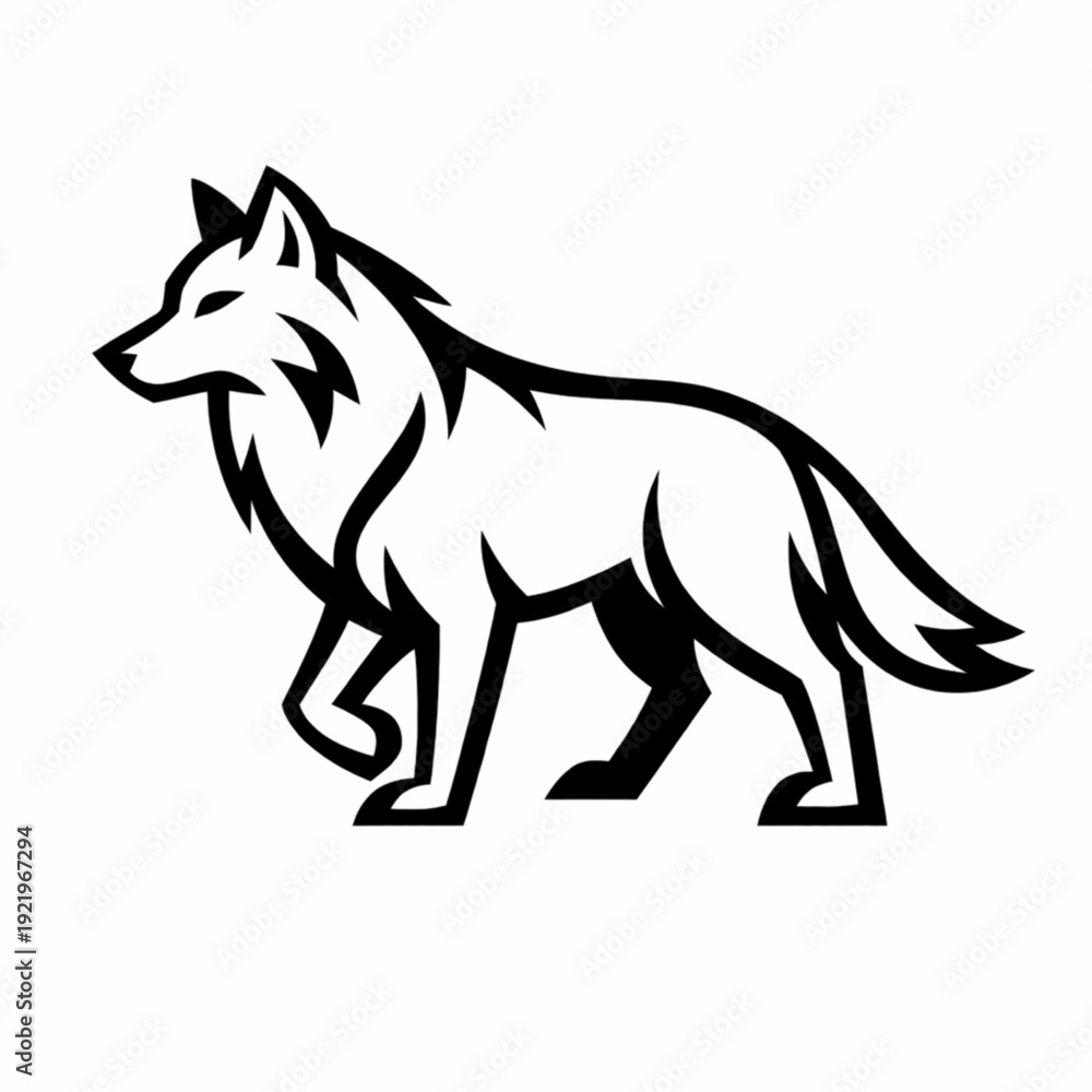 Fototapeta premium Wild Wolf Standing Strong Animal Wildlife Vector Illustration