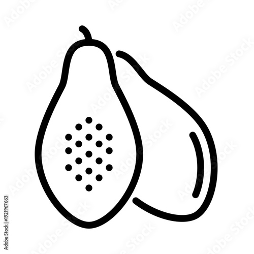 Papaya fruit outline icon. Papaya fruit line illustration.