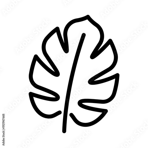 Monstera Leaf outline icon. Leaf line illustration.
