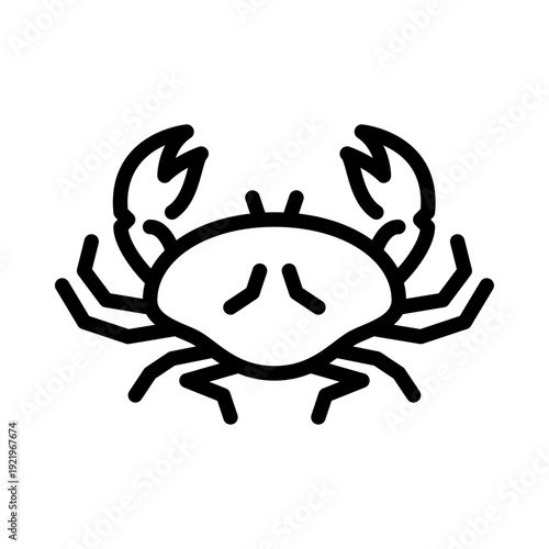 Crab up view outline icon. Crab line illustration.