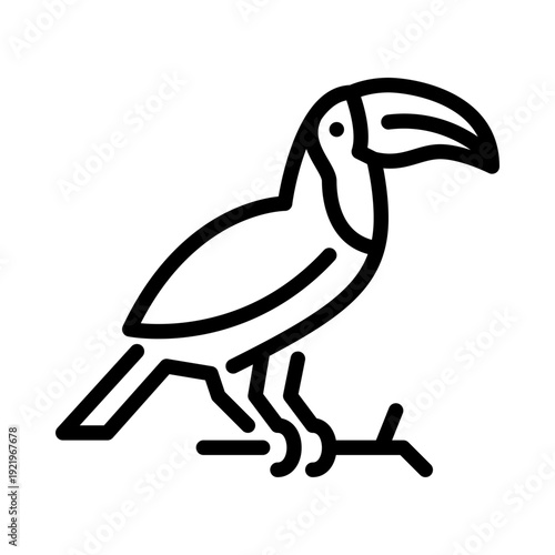 Toucan  bird outline icon. Toucan side view line illustration.