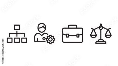 Business Management Legal Administration Line Icons 