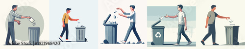 Vector Illustration of a Man Throwing Out Trash