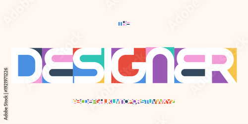 Color Shape Font Logo Alphabet Bauhaus Letter Set Modern Typography, Creative Typographic Design for Title Text, Typo Poster Headline, Type Symbol Logotype, Colors Fonts. Vector Typeface