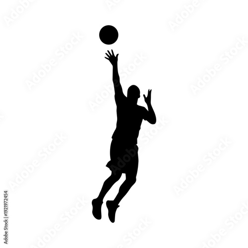 Male basketball player shooting ball silhouette vector illustration