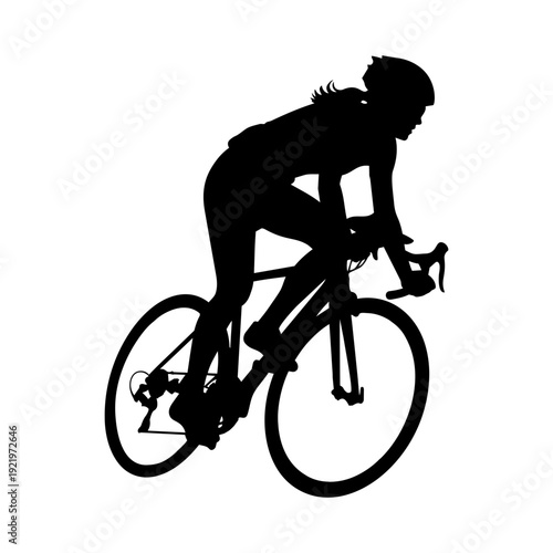 Woman road bicycle racing athlete silhouette vector illustration