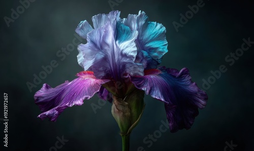 Wallpaper Mural purple iris on tall stem, black velvet background Torontodigital.ca