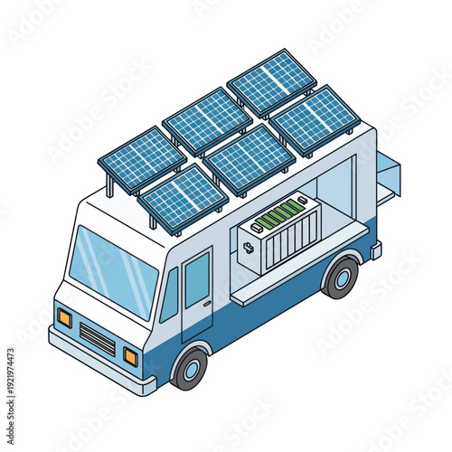 Food Truck with Solar Panels Installed.