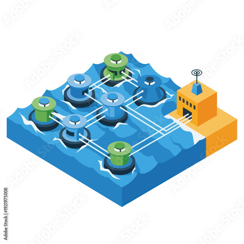 Industrial robotic machinery with interconnected components.