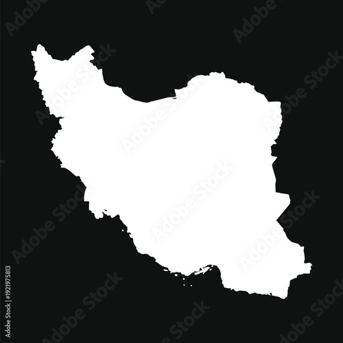 Iran White Silhouette Map on Black Background – Minimal Country Outline Design