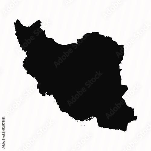 Iran Black Silhouette Map – Simple Country Outline Vector Illustration