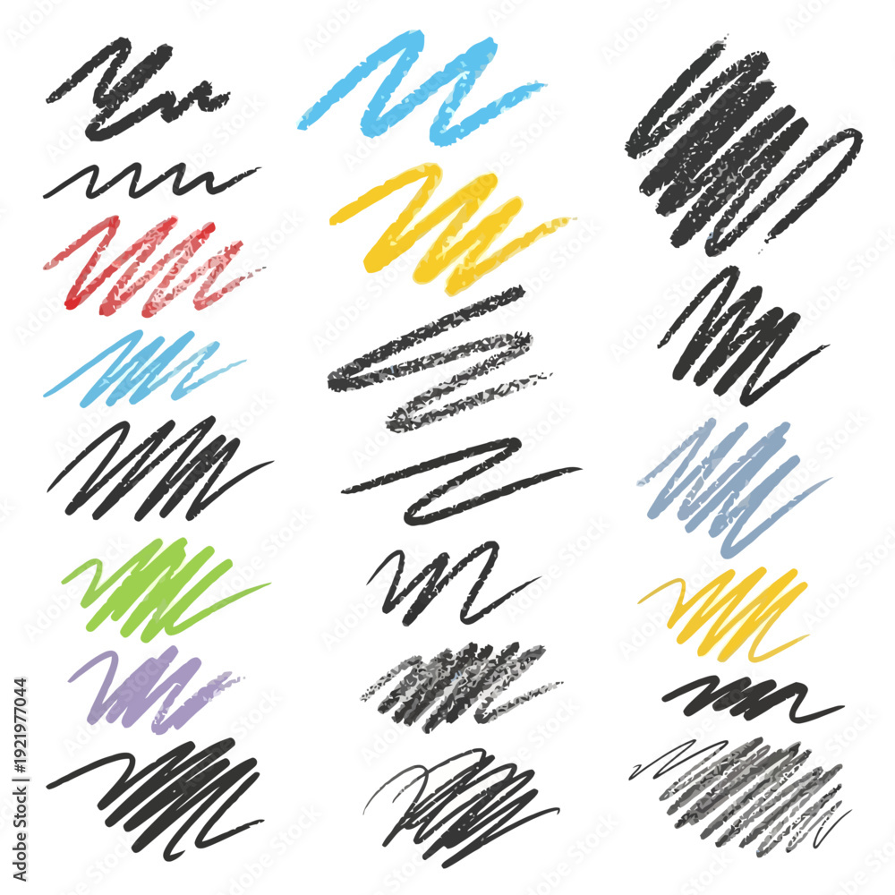Obraz premium Doodle chalk underline set. Crayon and pastel pencil sketchy lines, scrawls, and highlight strokes. Vector illustration