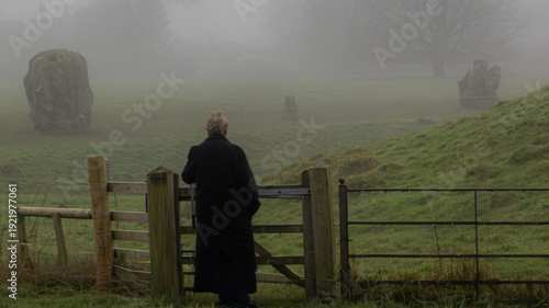 Obraz na płótnie Peering through the fog at an ancient stone circle