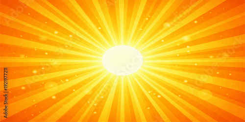 Bright sunburst with radiant rays over sky