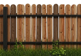 Illustration of a wooden fence with grass
