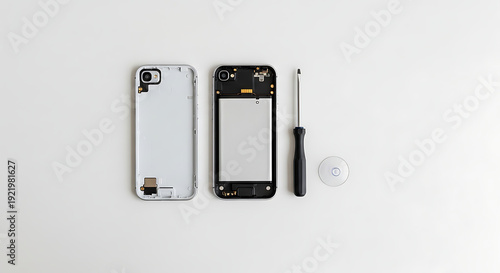 Smartphone Disassembly Repair Parts Tools White Background