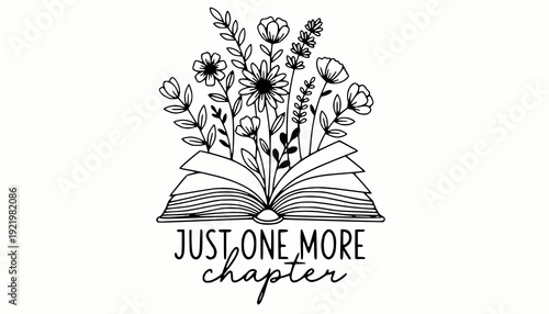 Open Book with Flowers Illustration – Reading and Imagination Symbol