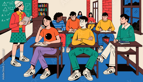 Very beautiful traditional style school classroom interior with wooden desks, classic chalkboard, and nostalgic academic ambiance reflecting timeless educational heritage.