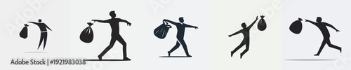 Silhouette Vector Illustration of an Person Throwing Out Trash