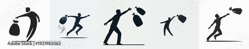 Silhouette Vector Illustration of an Person Throwing Out Trash