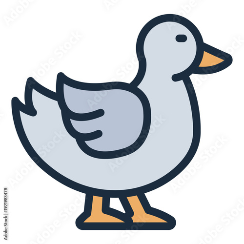 duck filled line icon. farm bird animal. poultry livestock. agriculture sector