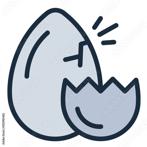 hatch filled line icon. egg cracking shell. chick birth. poultry farming
