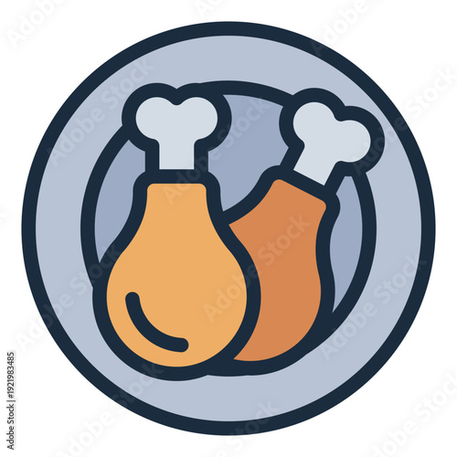 drumstick filled line icon. chicken leg meat. poultry cut. food product