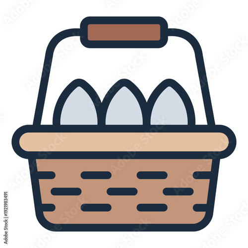 eggs basket filled line icon. fresh farm eggs. poultry harvest. agriculture product