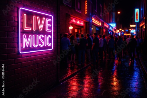 Nighttime street scene with a 