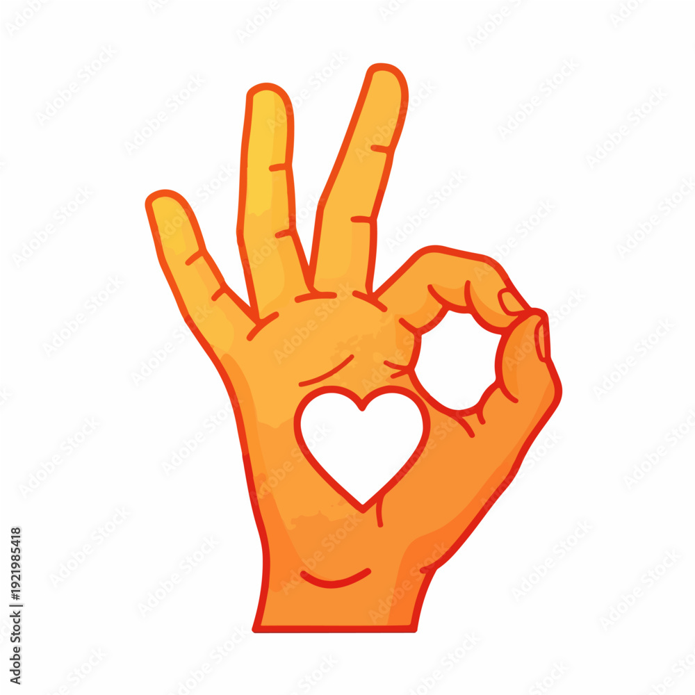 Obraz premium Hand gesture with a heart shape, representing love and approval.