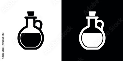 Black and white bottle with liquid and handle 2