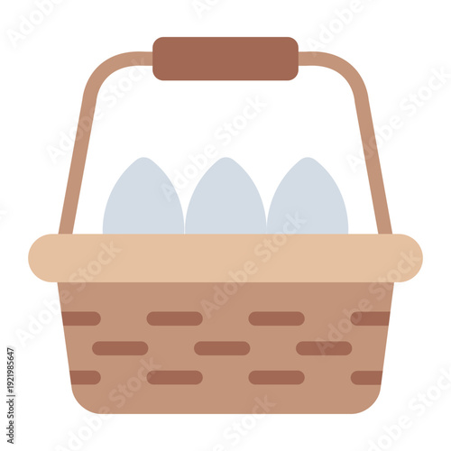 eggs basket flat icon. fresh farm eggs. poultry harvest. agriculture product
