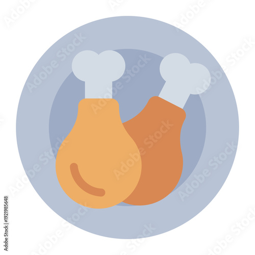drumstick flat icon. chicken leg meat. poultry cut. food product