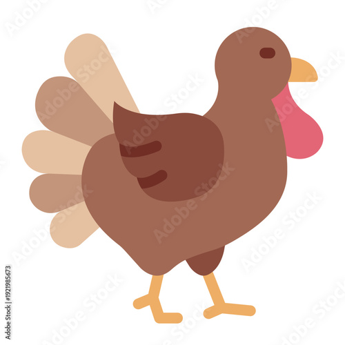 turkey flat icon. farm bird livestock. poultry meat. agriculture sector