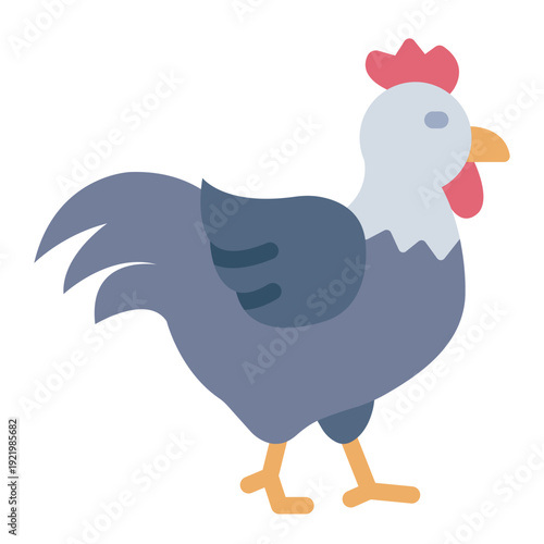 rooster flat icon. male chicken bird. farm livestock. poultry breeding