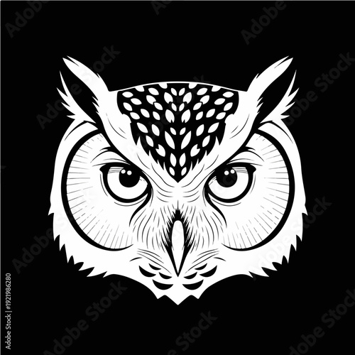 Wallpaper Mural Intense owl portrait in black and white, focused gaze. Torontodigital.ca