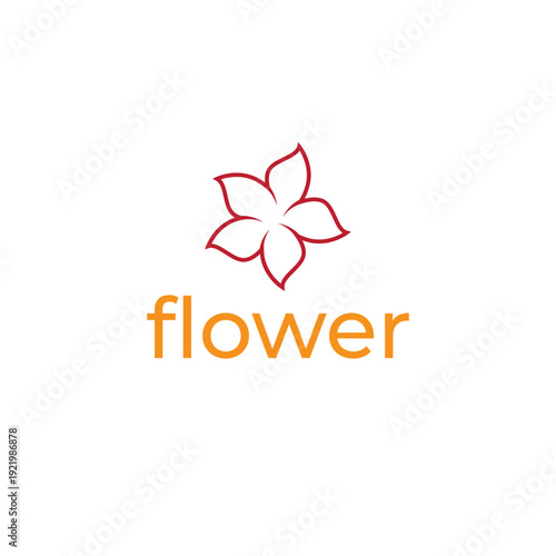 Flower blossom logo vector. Red floral petal silhouette for beauty spa and organic wellness garden branding.