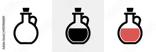 Three Laboratory Flask with Different Liquid Colors