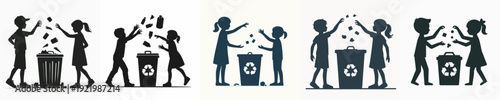 Silhouette Vector Illustration of an Person Throwing Out Trash