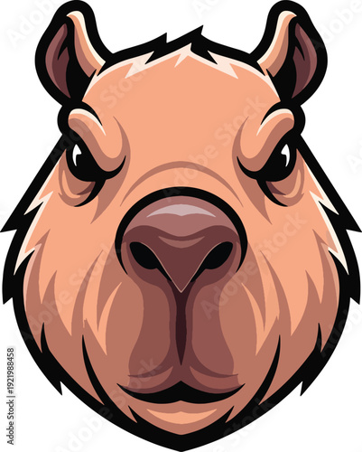 Intense Capybara Head Mascot