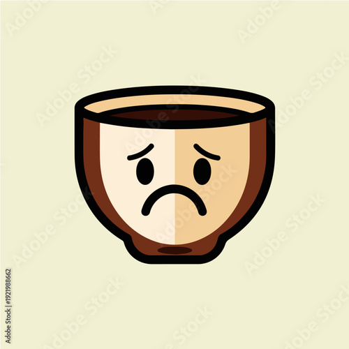 Sad coffee cup illustration, perfect for expressing disappointment or sadness.